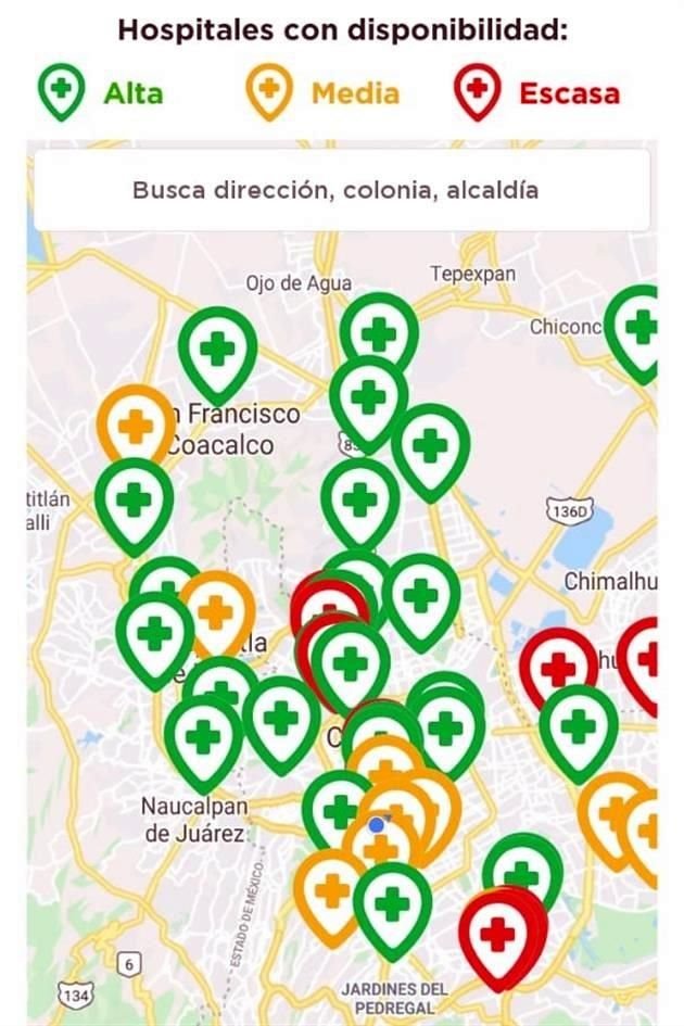 El Gobierno de la CDMX diseñó una aplicación móvil para conocer la disponibilidad en hospitales que atienden pacientes con coronavirus.