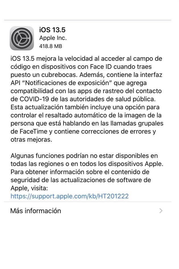 La actualización tendrá soporte para que los servicios de salud notifiquen al usuario si tuvo contacto con alguien con Covid-19.