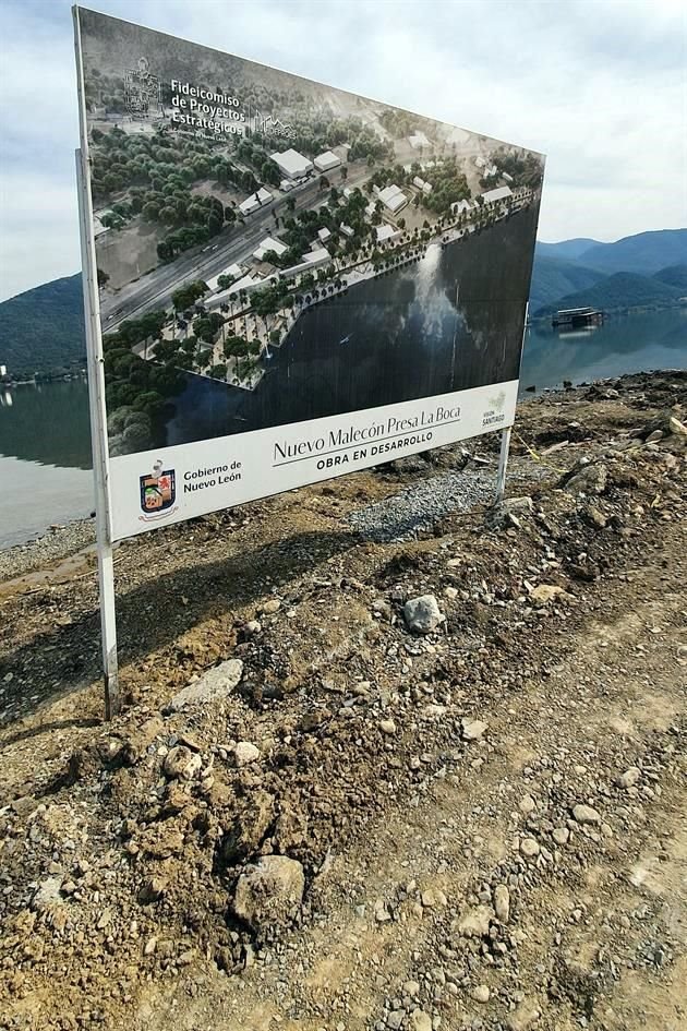 A casi 5 meses de que iniciaron los trabajos, la construcción del 'Malecón Presa La Boca' afectan el área recreativa en tierra del embalse.