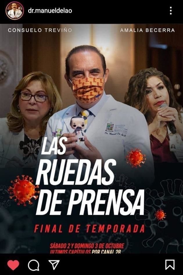 De la O publicó en su cuenta de Instagram un meme donde anuncia el 'final de temporada' de las ruedas de prensa de salud.