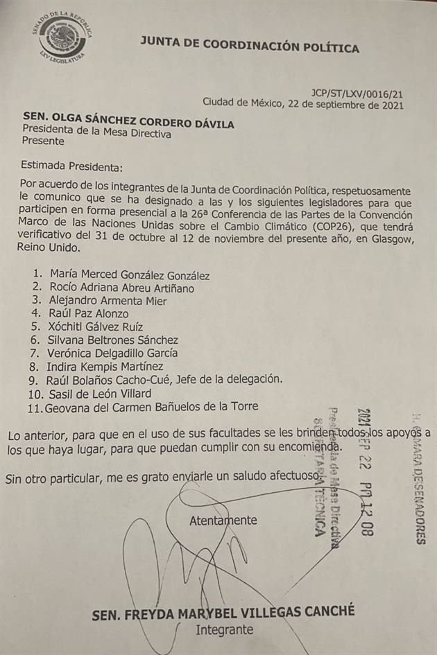 11 senadores viajarán a la ciudad más grande de Escocia para 'participar' en la COP26.