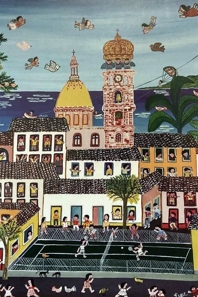 Pintura 'La Iglesia y el Tenis', de Manuel Lepe, que se incluye en el libro de Ramírez Godoy.