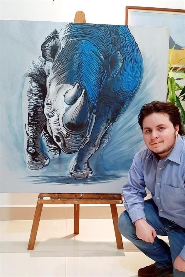 Diego Elizondo Cadena y su obra 'Más allá de lo que ves'.