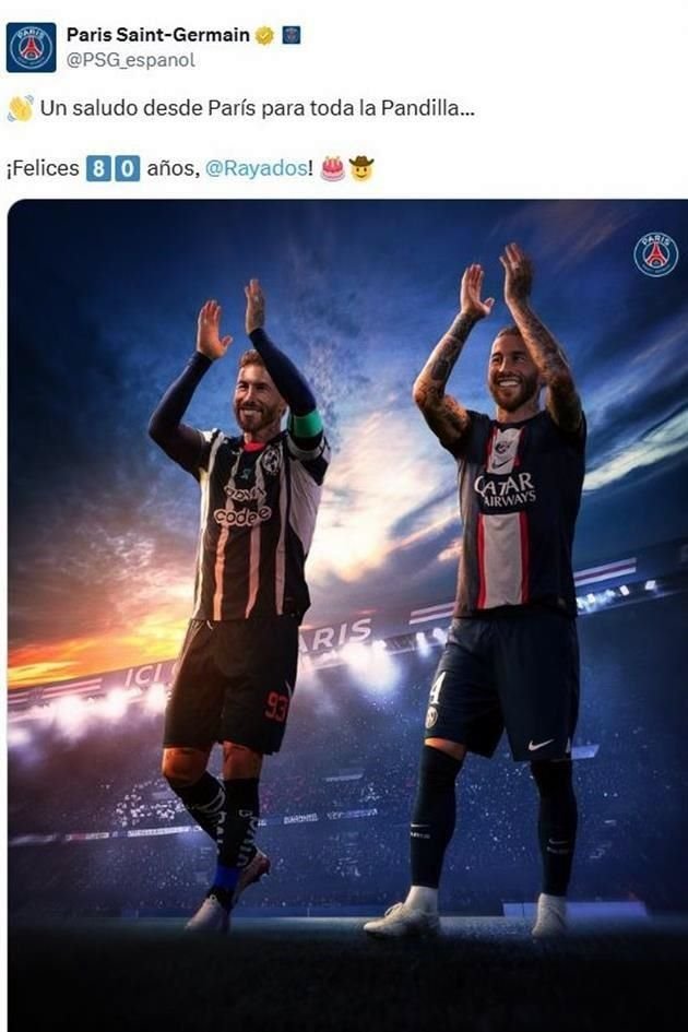 El PSG, donde jugó Sergio Ramos, se unió a las felicitaciones.