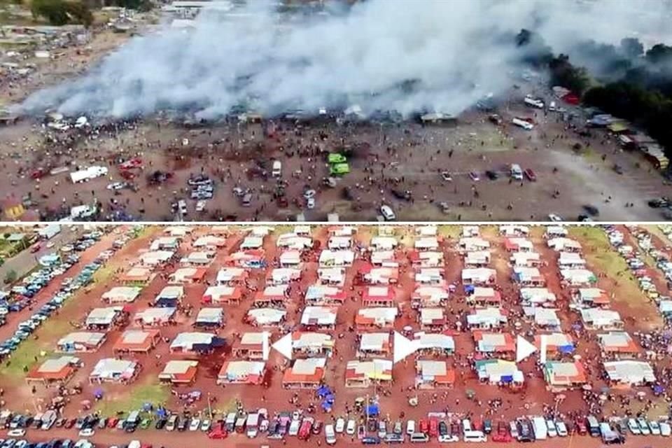 Cerca de 600 personas se ganaban la vida con la venta de pirotecnia en el mercado de San Pablito, en Tultepec, ahora sólo quedan escombros.