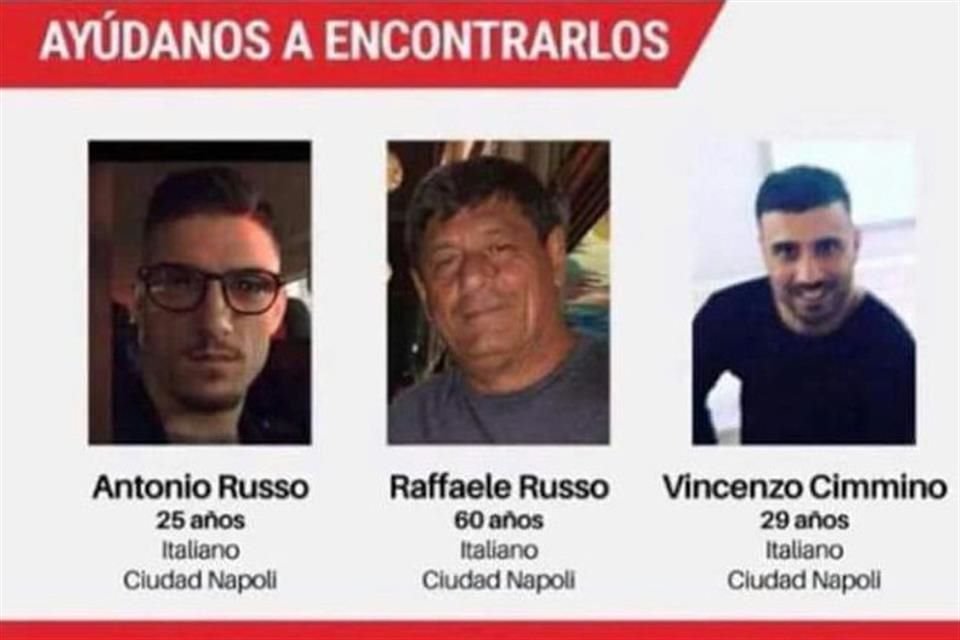 Raffaele Russo (centro), uno de los italianos desaparecidos en Tecalitlán.