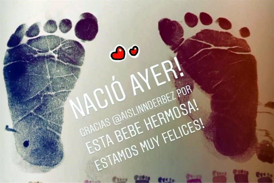 'Nació ayer! Gracias @aislinnderbez por esta bebé hermosa. Estamos muy felices!', publicó Ochmann el lunes en Instagram Stories.