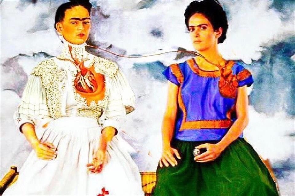 La actriz publicó en Instagram esta imagen en la que la rinde tributo a la pintura de Frida Khalo 'Las Dos Fridas'.