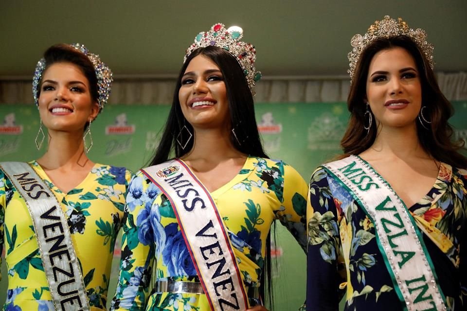 Por un fallo que una corte dictó en favor de la Miss Venezuela Veruska Ljubisavljevic (centro), se suspenderá la edición del certamen de este año.