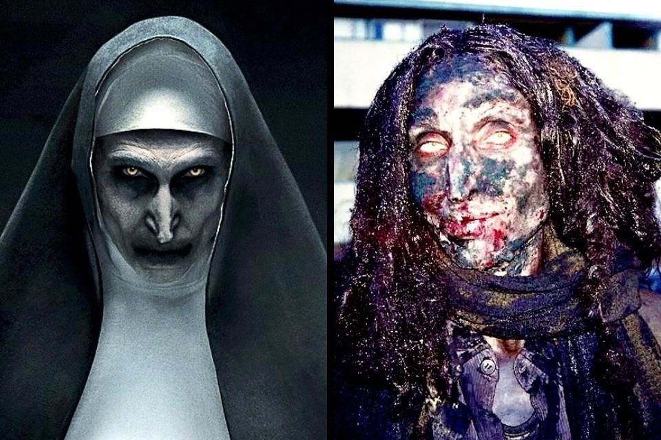 Interpreta al demonio Valak en 'La Monja' (izquierda) y en 2001 fue la vagabunda Bum en 'Sueños, Misterios y Secretos' (derecha).