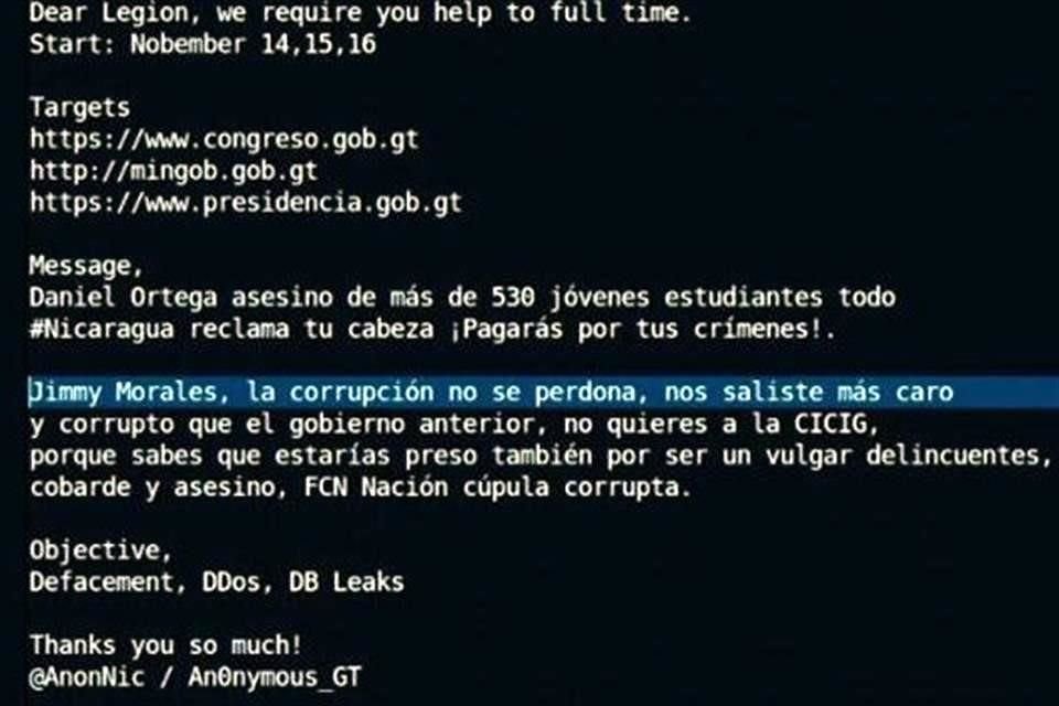 'Anonymous' se atribuyó el hackeo a la web de la Cumbre Iberoamericana para protestar contra el Presidente de Nicaragua, Daniel Ortega.