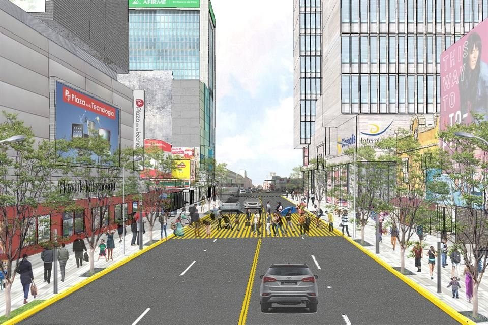 En Juárez, en un trabajo que será realizado por la constructora Conseer, se eliminará un carril por sentido, la banqueta se ampliará de 3.2 a 4.6 metros y habrá un metro adicional para arbolado.
