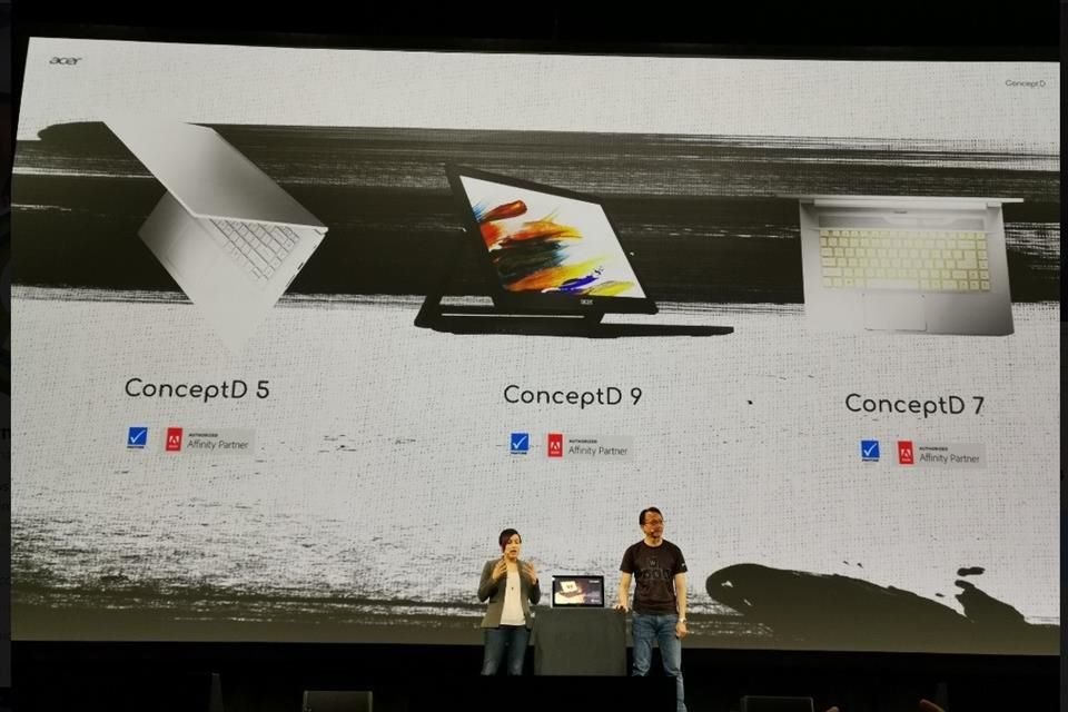 ConceptD contará con equipos notebook: ConceptD 5, ConceptD 7 y ConceptD 9. Ésta última destaca por su pantalla 4K que puede ser girada sobre su base para obtener perspectivas distintas al trabajar.