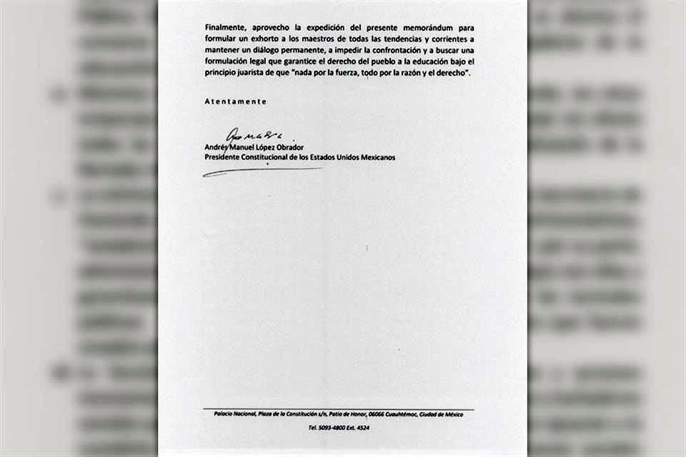 Este es el memorándum en que AMLO ordena a Segob, SEP y SHCP no aplicar la reforma educativa vigente.