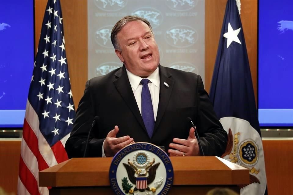 El Secretario de Estado de EU, Mike Pompeo, sostuvo una conferencia de prensa.