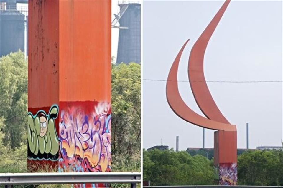 'La Luna', de Oscar Niemeyer, quien obtuvo el Premio Pritzker en 1987, luce sucia, con un color naranja deslavado y pintas de grafiti en su base.