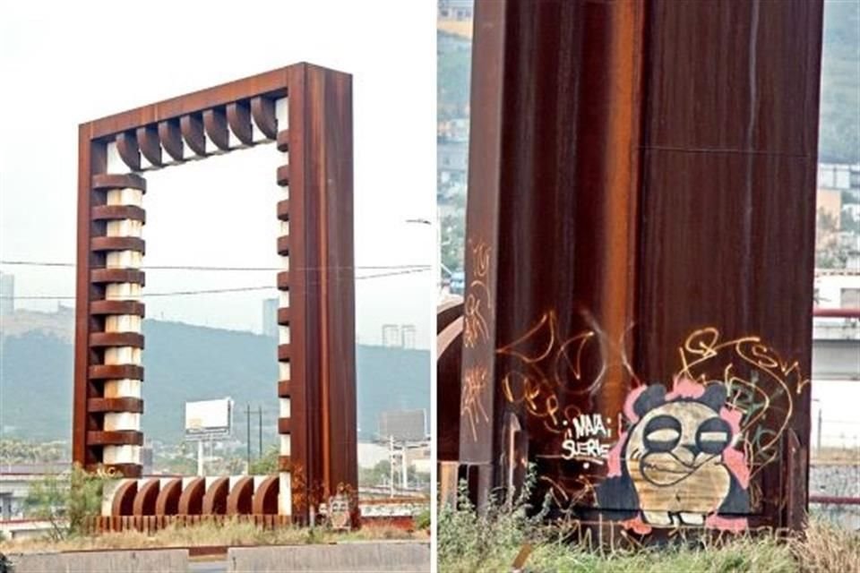 'Mirada', de Josep María Sirvent, era 'marco' para el Cerro de la Silla, lo que se perdió con el cambio de vialidad en Constitución. Luce tambien con pintas.
