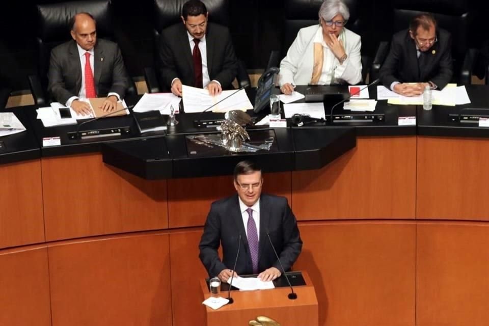 migración y la ratificación del TMEC, Ebrard comparece ante la Comisión Permanente del Congreso.