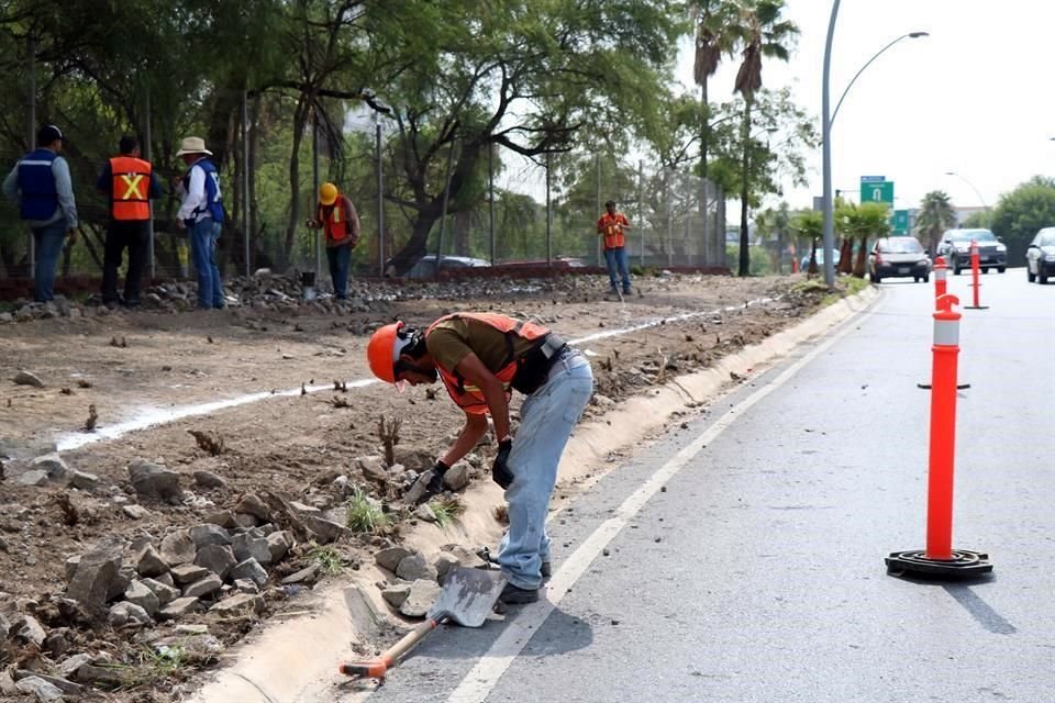 Aunque parte del personal portaba prendas con el logo del Gobierno del Estado, los trabajadores aseguraron que las labores son responsabilidad del Municipio de Monterrey.