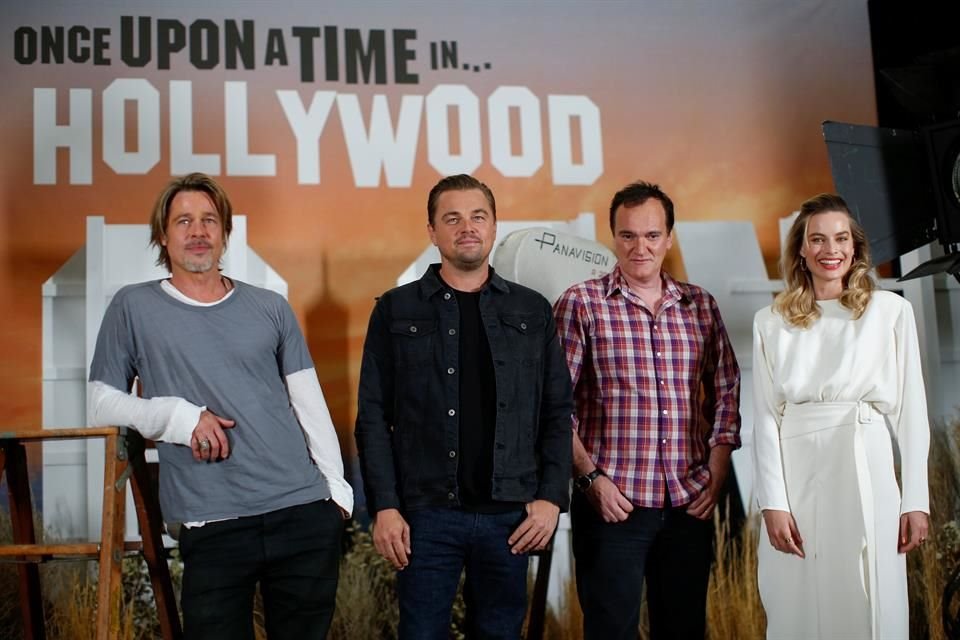 Brad Pitt, Leonardo Di Caprio, Quentin Tarantino y Margot Robbie se reunieron para presentar a la prensa 'Había Una Vez en... Hollywood'.