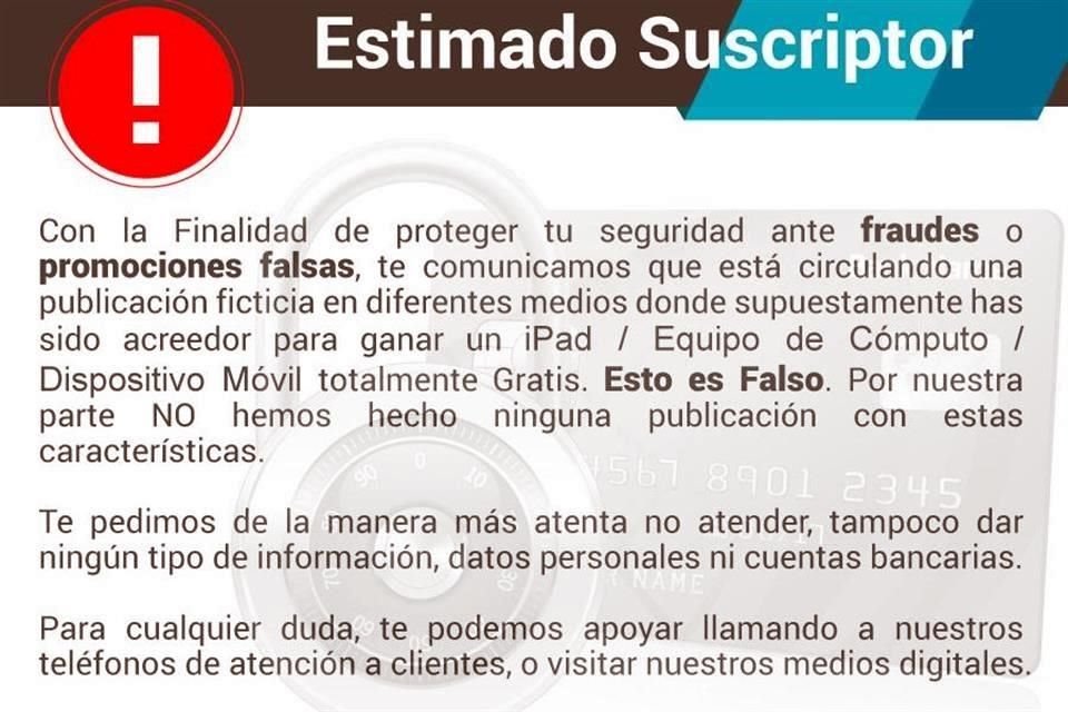 Megacable alertó a los usuarios para no contestar encuestas que utilizan su marca y que ofrecen regalar dispositivos.