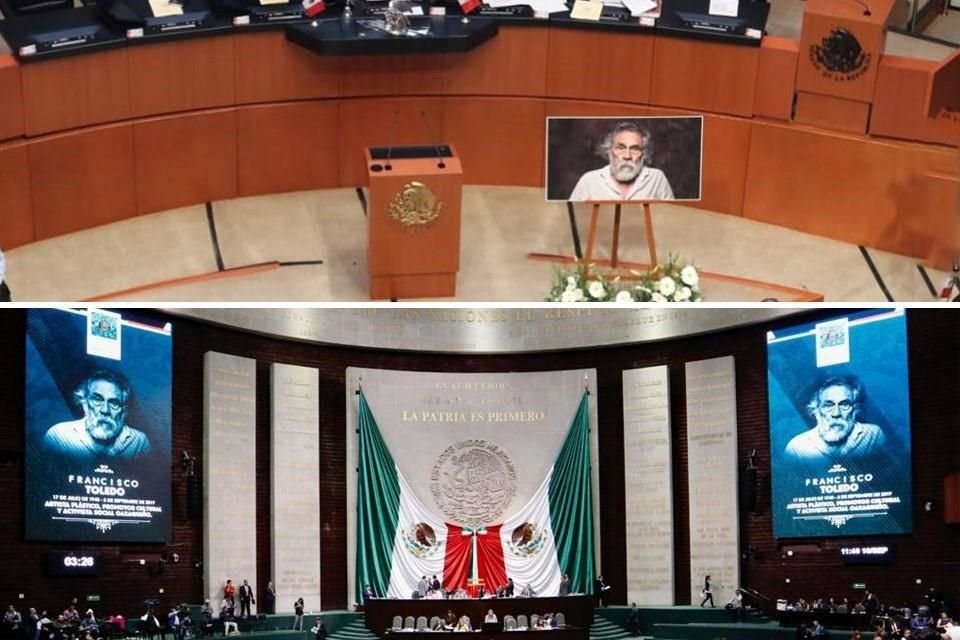 Las dos cámaras del Congreso de la Unión rindieron hoy homenaje al artista oaxaqueño Francisco Toledo, fallecido el pasado 5 de septiembre.