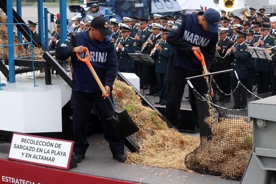 Entre los carros se incluyó uno de la Marina alusivo a los trabajos de combate al sargazo.