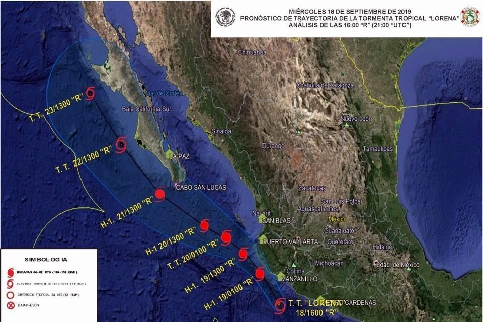 El fenómeno, indicó el SMN, se localiza a 195 kilómetros al sur-sureste de Manzanillo, Colima, y a 405 kilómetros al sureste de Cabo Corriente, Jalisco.