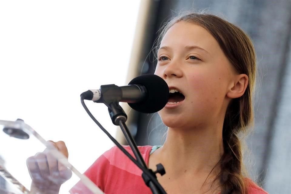 La activista sueca de 16 años, Greta Thunberg, participó en la movilización en Nueva York.