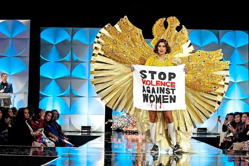 De las favoritas, Miss Brasil se pronunció conctra la violencia de género.