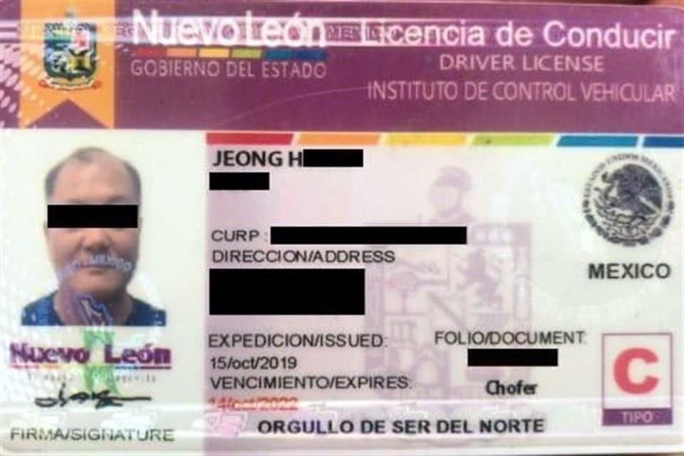 El coreano manifestó que dicha licencia la obtuvo por medio de una amiga.