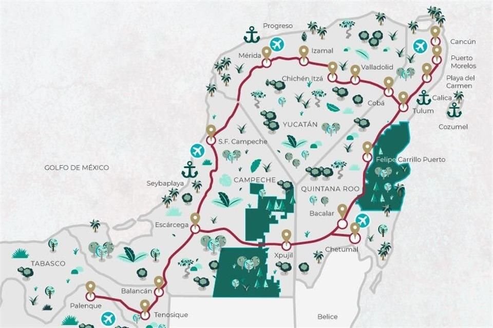 El Tren Maya contará con 30 estaciones.