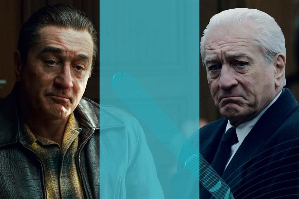 El rostro de Robert de Niro va de joven a adulto mayor a lo largo de la historia de 'El Irlandés'.