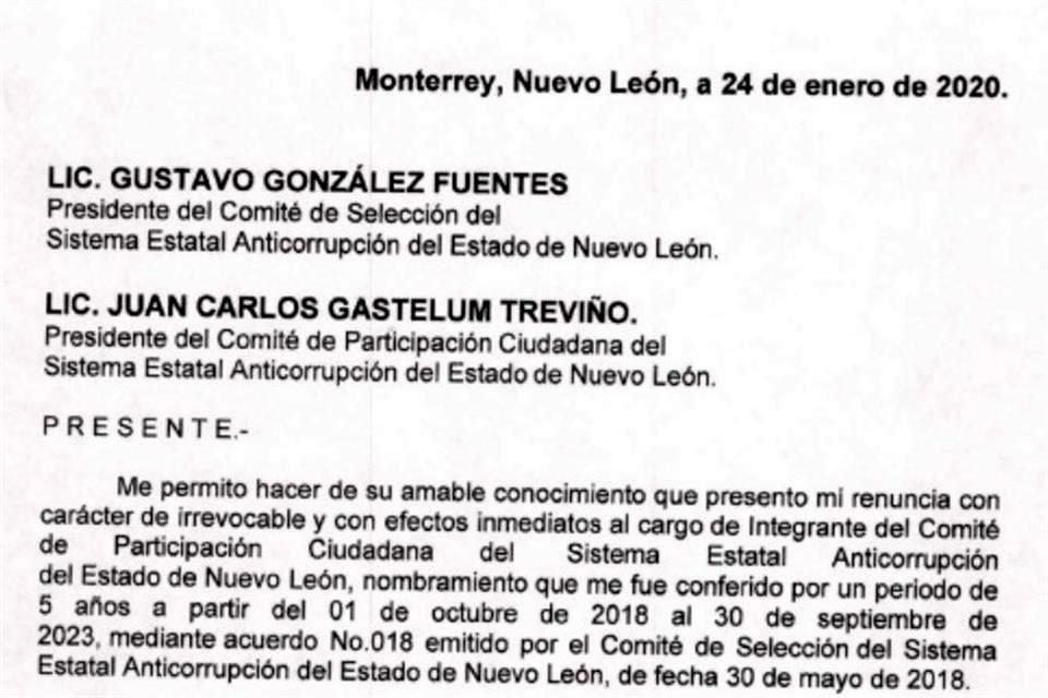 Al alegar motivos personales, Mauricio Morales presentó su renuncia como integrante del Comité de Participación Ciudadana del SEA.