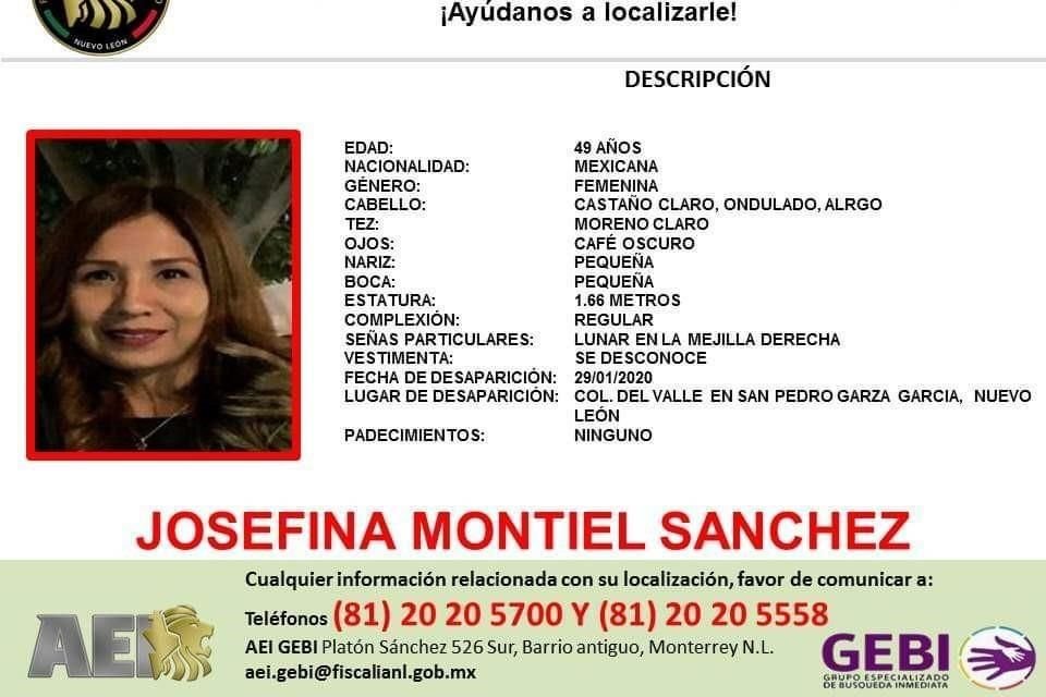 Los reportes de búsqueda de Josefina Montiel Sánchez, de 49 años y de Ismael Castillo Mendoza, de 48, fueron emitidos el jueves por la Agencia Estatal de Investigaciones.