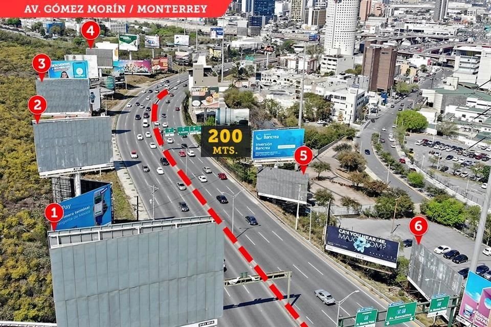 En un tramo de apenas 200 metros en Gómez Morín hay seis panorámicos en desuso, sin publicidad alguna.