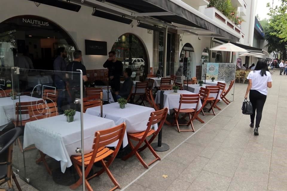 Restaurantes dela zona de Polanco, en en Avenida Presidente Masaryk, lucen vacíos.