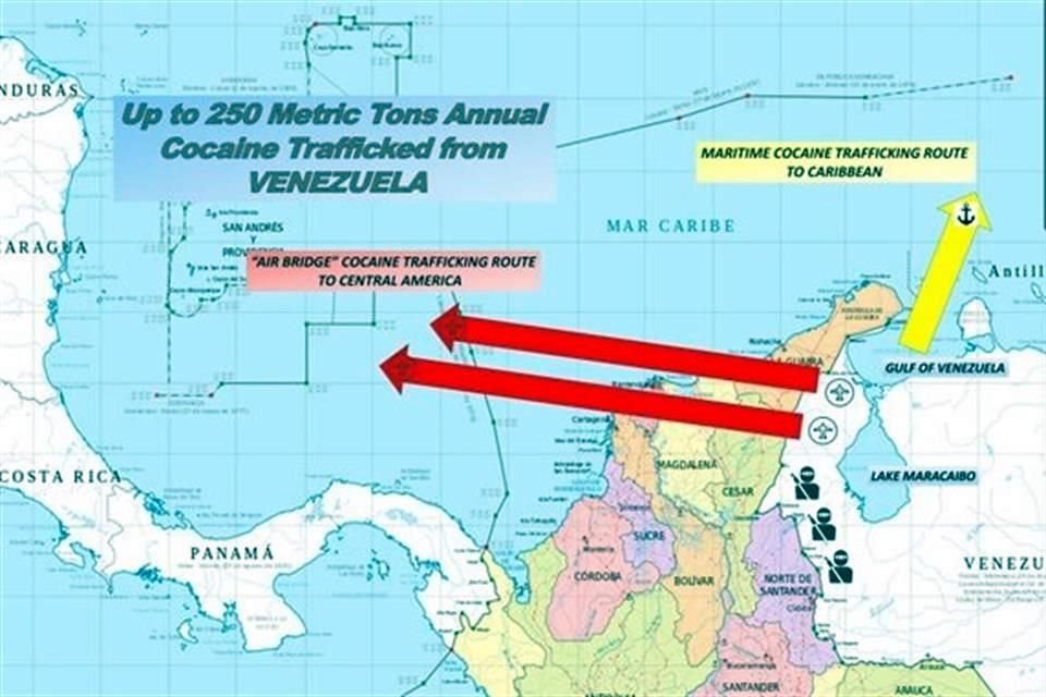 Esquema del Departamento de Justicia de Estados Unidos sobre el presunto trasiego de droga desde Venezuela.