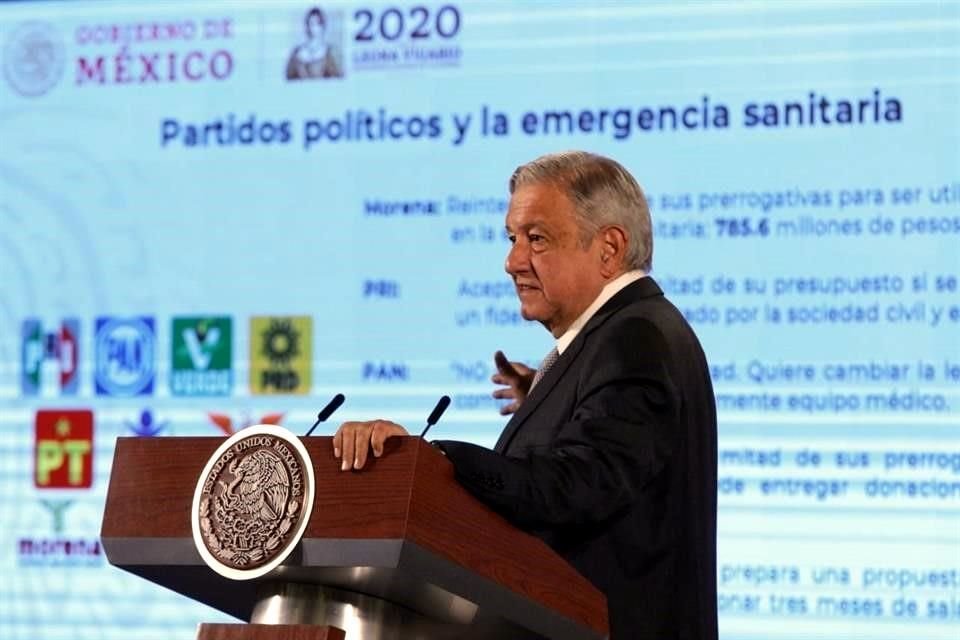 El Presidente presentó una tabla de la respuesta que han dado algunos partidos políticos al planteamiento.