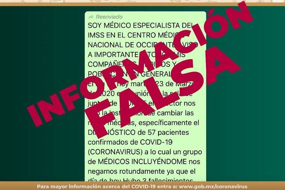 Luego de que en redes sociales circuló un mensaje de que en el Centro Médico pedían cambiar diagnóstico de Covid-19, la institución lo negó.