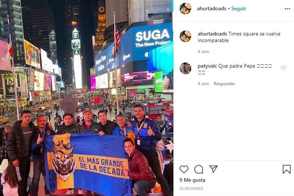 José Hurtado publicó varias fotos de los paseos en la Gran Manzana.