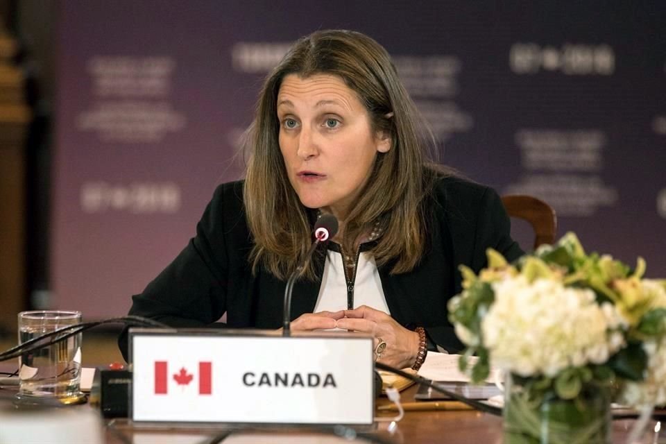 Canadá denunció los aranceles impuestos al aluminio y al acero ante la OMC y ante el TLC, anunció la Ministra de Exteriores, Chrystia Freeland.