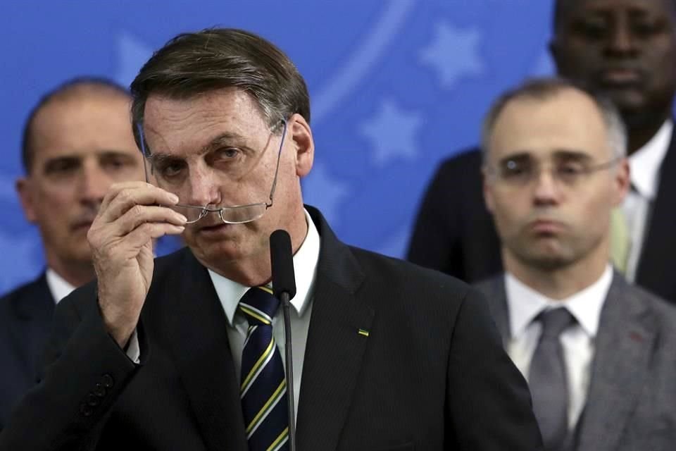 Bolsonaro durante el anuncio de la renuncia de Sergio Moro.