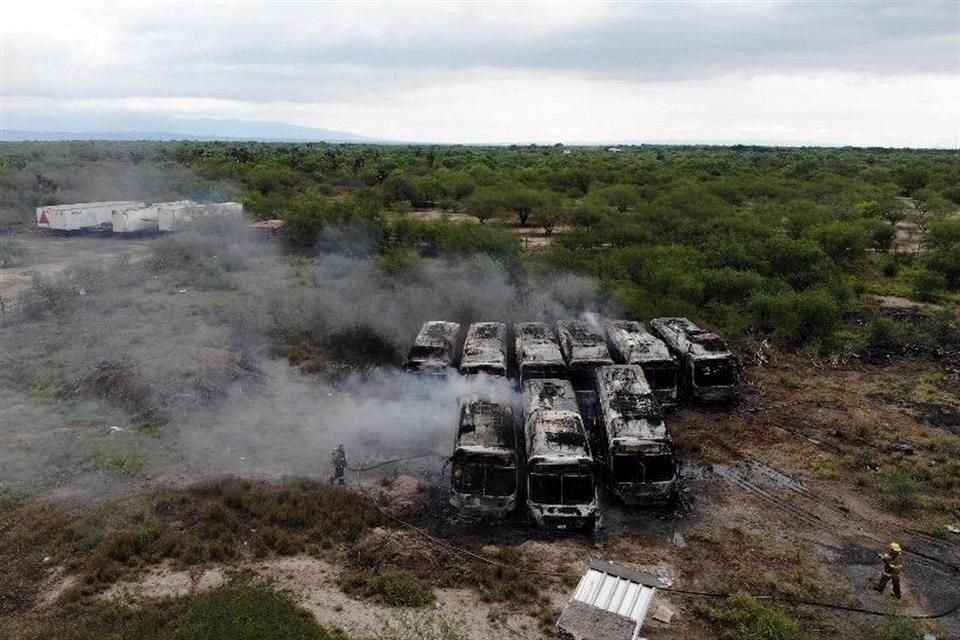  Los camiones estaban en un taller en Apodaca.