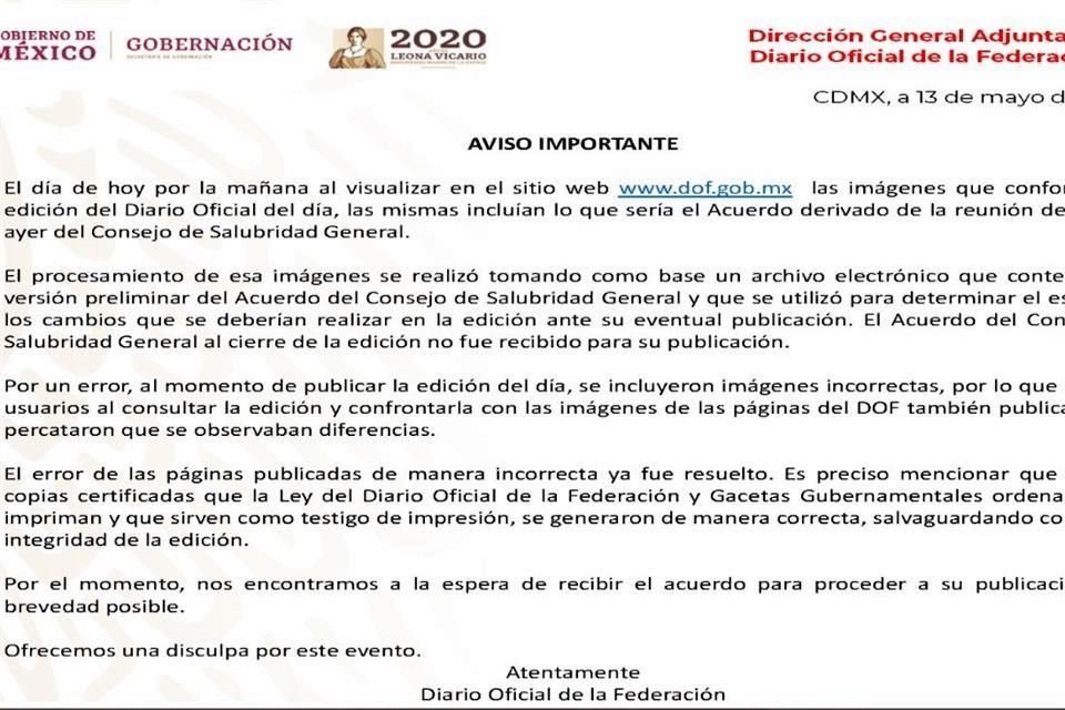 Aviso sobre el retiro del decreto.