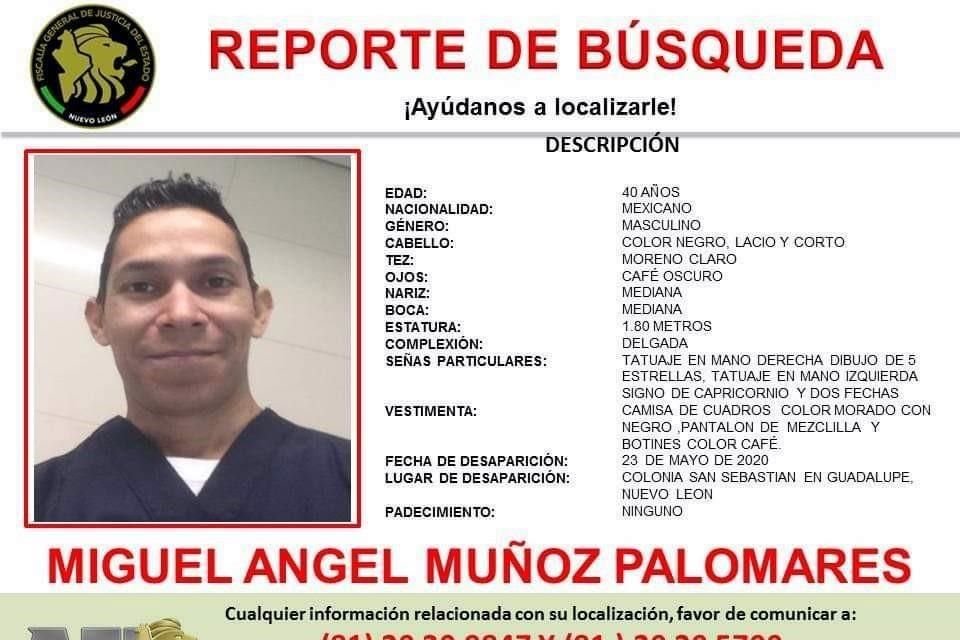 En el reporte se especificó que Muñoz vestía camisa a cuadros, morada y negro, pantalón de mezclilla y botines café.
