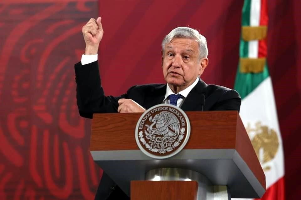 López Obrador en su conferencia mañanera de este martes en Palacio Nacional.