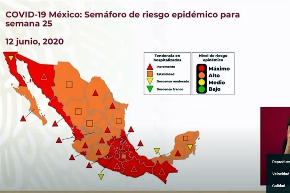 18 estados continúa en rojo, el nivel máximo.