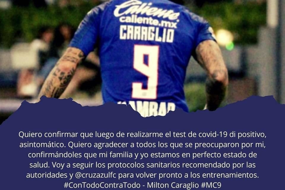Esta es la imagen que publicó el delantero celesta para aceptar que es uno de los positivos.