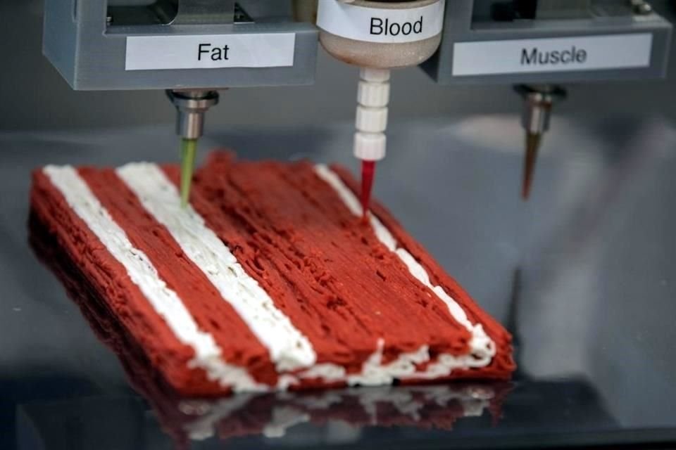 Con impresoras 3D, se podrá crear carne alternativa elaborada con vegetales.
